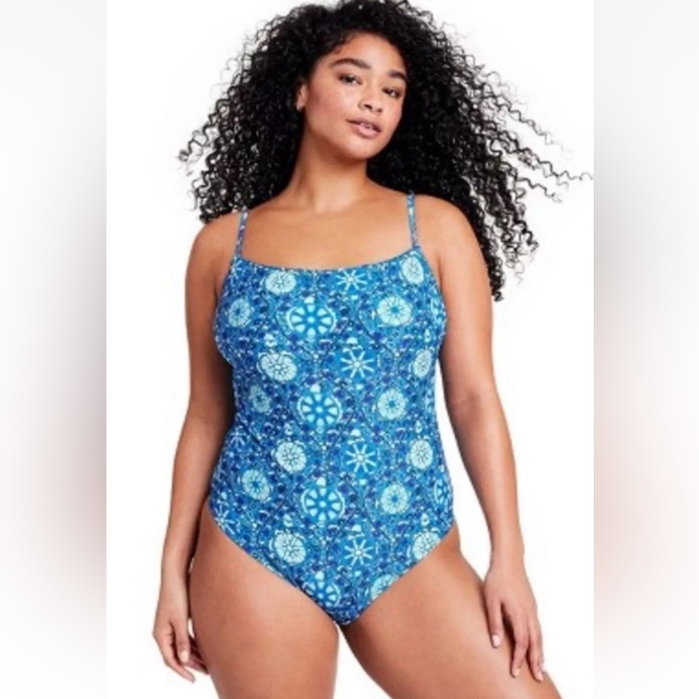 NWT • 💙🩵 • RHODE • Women's Zinnia Floral Print • Medium Coverage One Piece • 1X